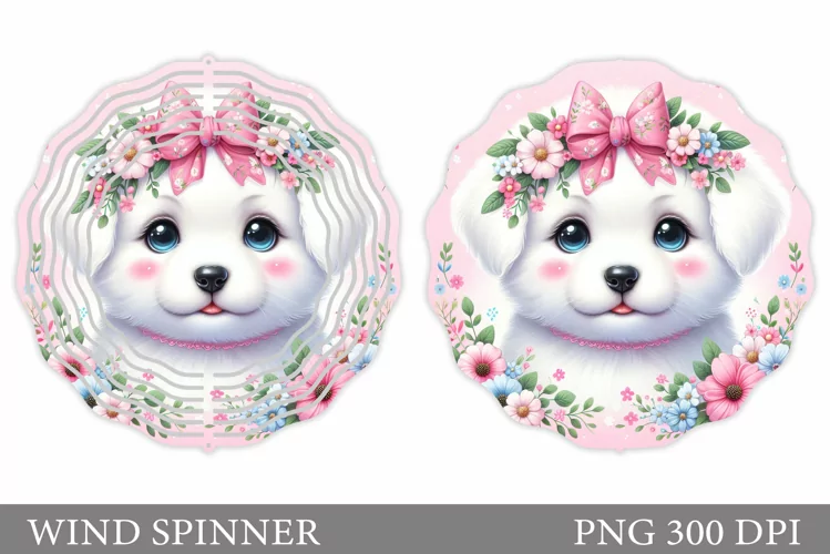 Cute Dog Wind Spinner Sublimation. Dog Wind Spinner Design
