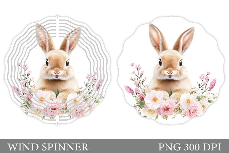 Cute Bunny Wind Spinner. Bunny Flowers Wind Spinner Design