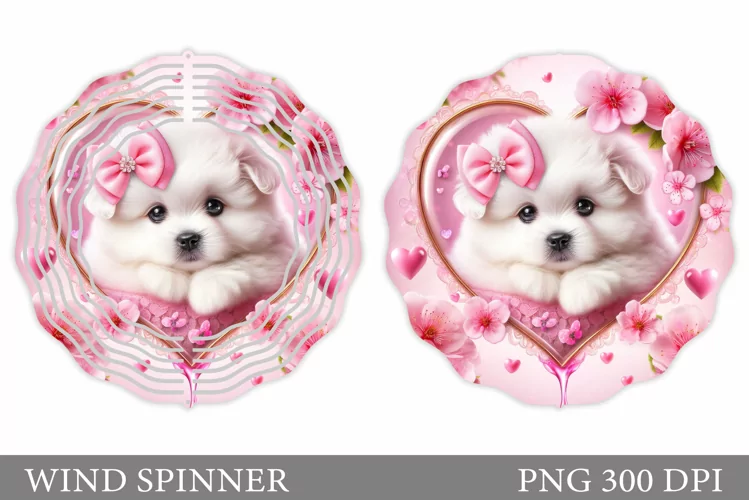 Cute Dog Wind Spinner Design. Dog Flowers Wind Spinner