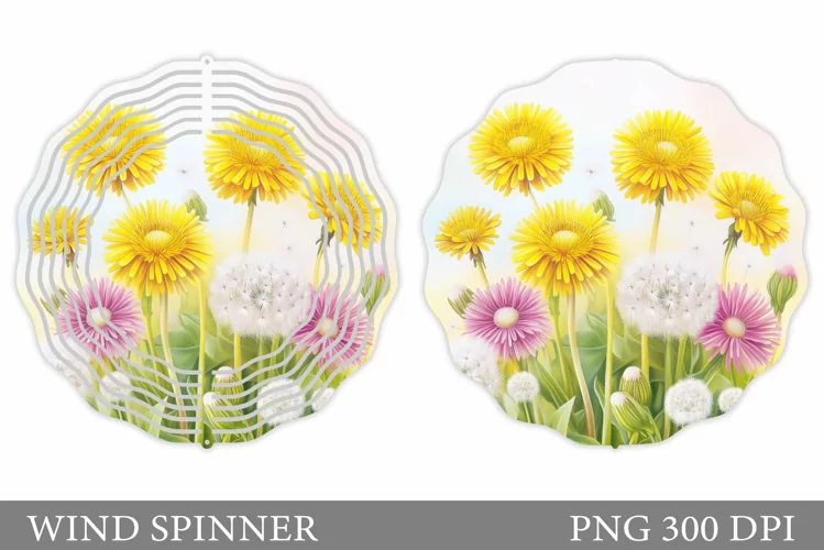 Dandelions Wind Spinner. Flowers Wind Spinner Design
