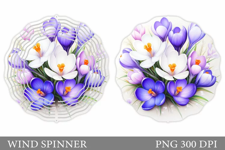 Crocus Wind Spinner Sublimation. Flowers Wind Spinner Design