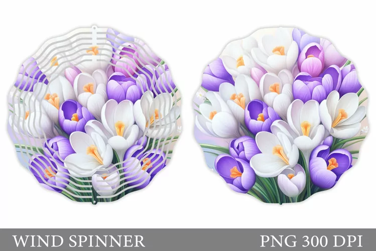 Crocus Wind Spinner Sublimation. Flowers Wind Spinner Design