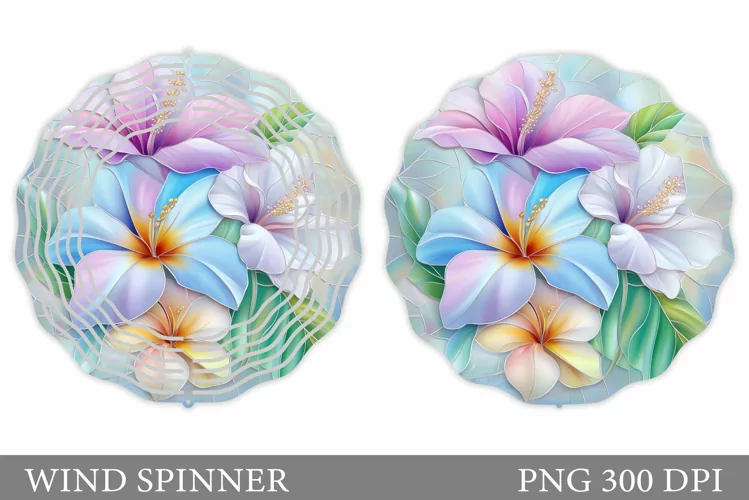 Floral Wind Spinner Sublimation. Flowers Wind Spinner Design