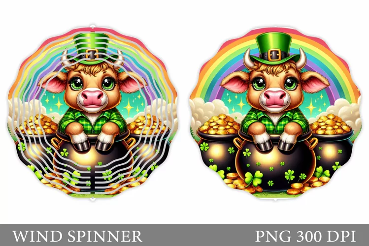 St Patrick Cow Wind Spinner. St Patrick Wind Spinner Design
