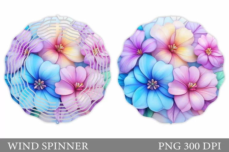 Flowers Wind Spinner Design. Floral Wind Spinner Sublimation