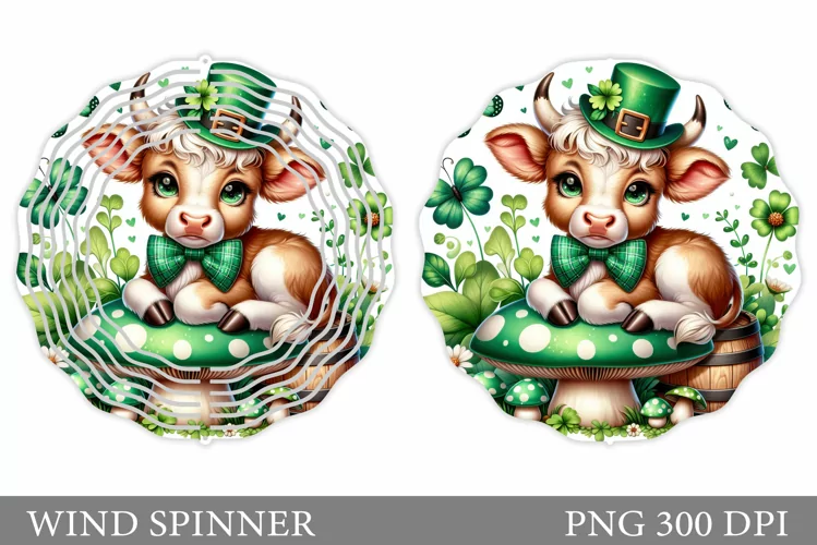 St Patrick Cow Wind Spinner. St Patrick Wind Spinner Design