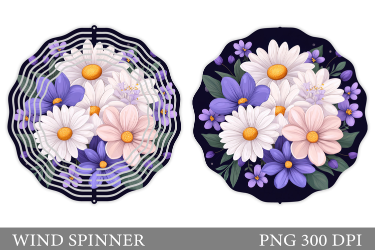 Flowers Wind Spinner Design. Floral Wind Spinner Sublimation