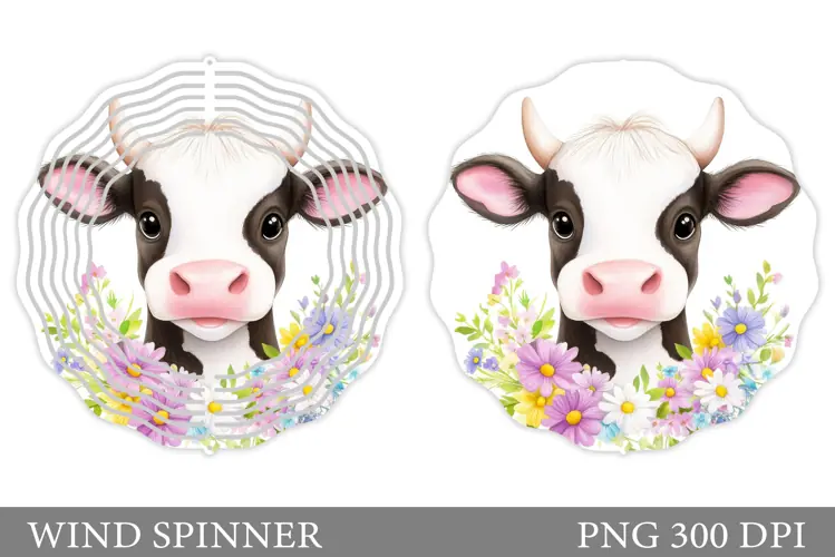 Cute Cow Wind Spinner Design. Cute Cow Sublimation