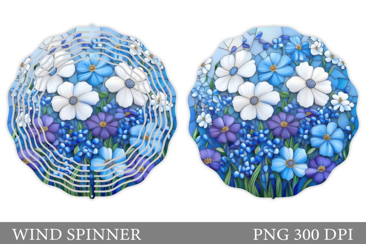 Floral Wind Spinner Sublimation. Flowers Wind Spinner Design example image 1