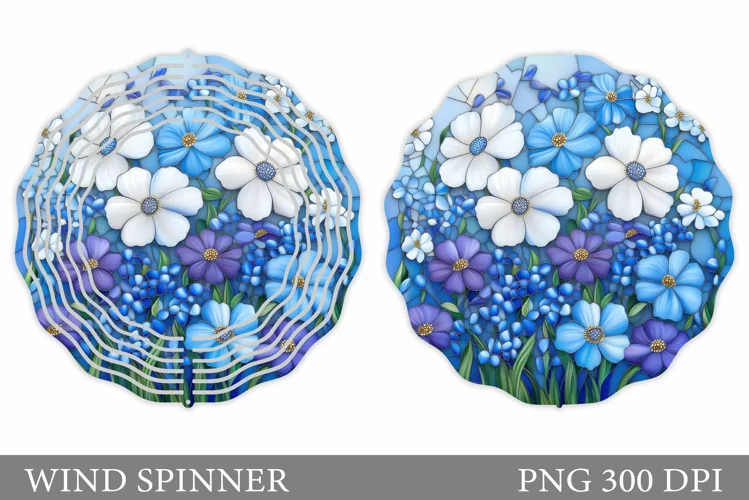 Floral Wind Spinner Sublimation. Flowers Wind Spinner Design