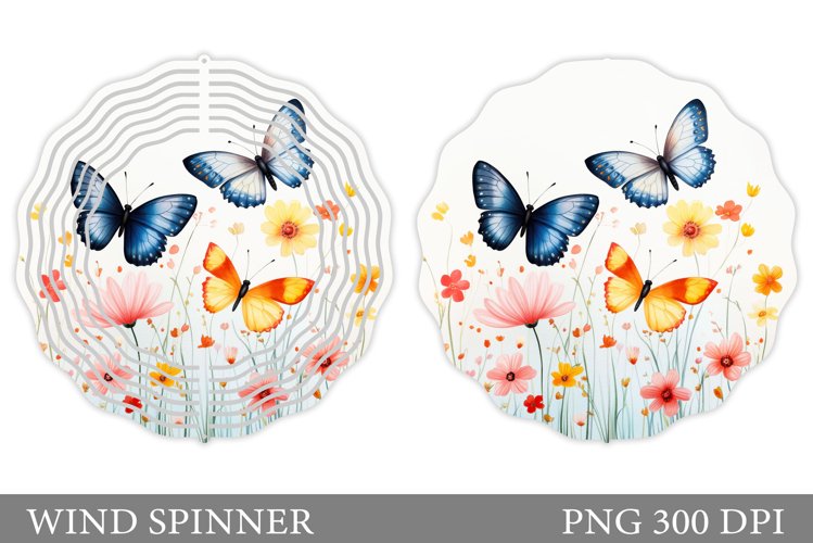 Butterflies Wind Spinner. Flowers Wind Spinner Sublimation