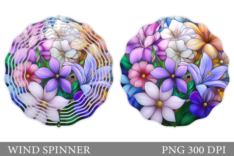 Floral Wind Spinner Sublimation. Flowers Wind Spinner Design