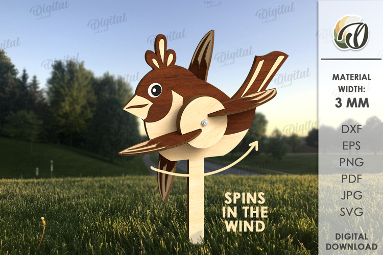 3D Windmill Garden decor Laser Cut. Whirligig SVG