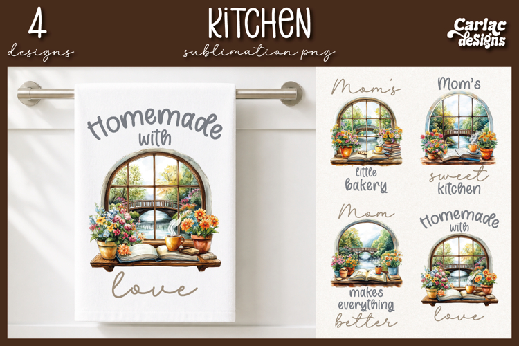 Cute Mom Kitchen Towel Sublimation, Window Kitchen Towel