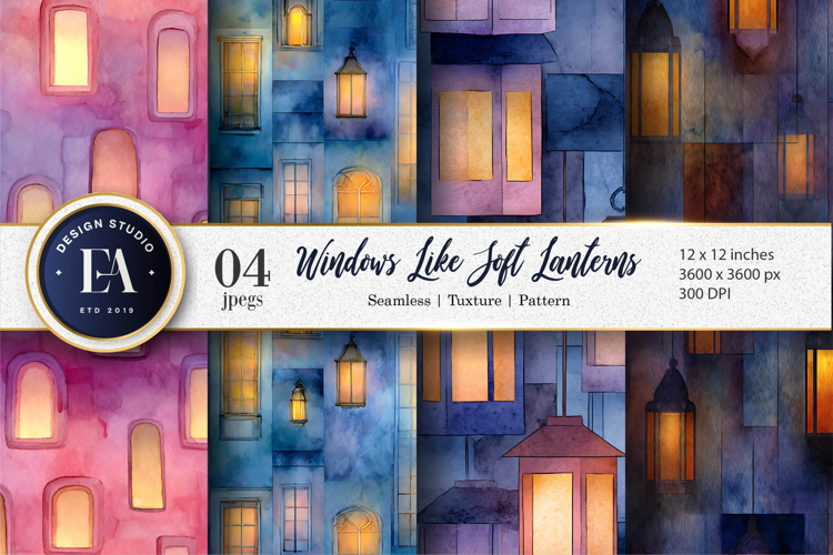 Soft Glowing Windows Watercolor Seamless Digital Paper