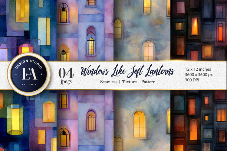Windows Glowing Like Lanterns Craft Pattern Digital Paper