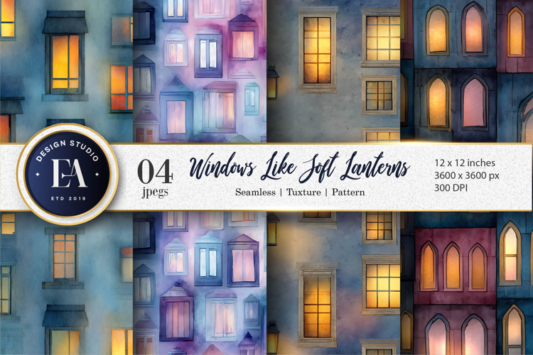 Soft Glowing Windows Watercolor Seamless Digital Paper