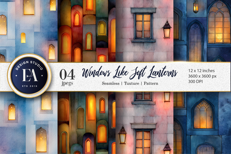 Windows Glowing Like Lanterns Craft Pattern Digital Paper