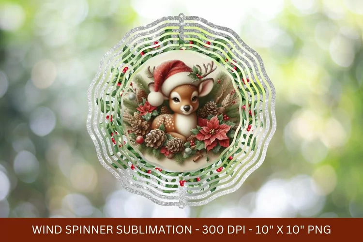 reindeer christmas wind spinner png sublimation
