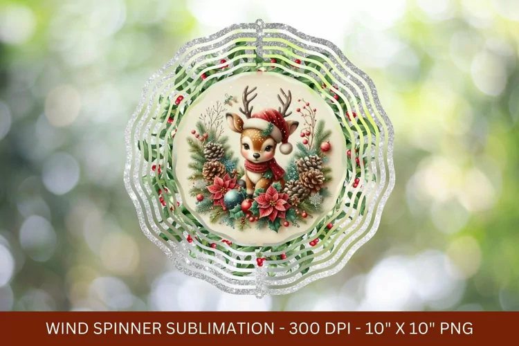 reindeer christmas wind spinner png sublimation