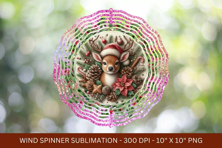 reindeer christmas wind spinner png sublimation