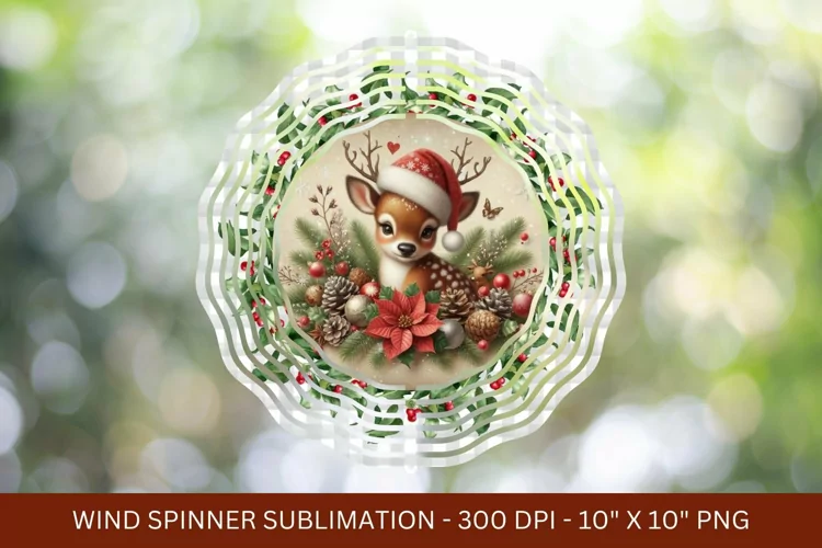 reindeer christmas wind spinner png sublimation