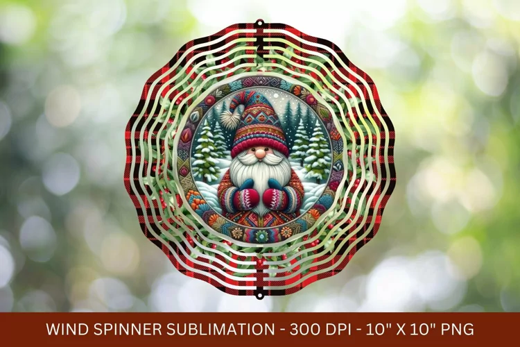 gnome christmas wind spinner png sublimation