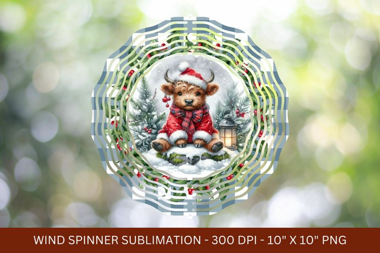 highland cow christmas wind spinner png sublimation