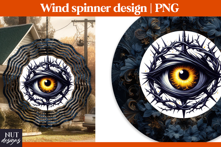 Creepy Eye Wind Spinner PNG, Halloween wind spinner