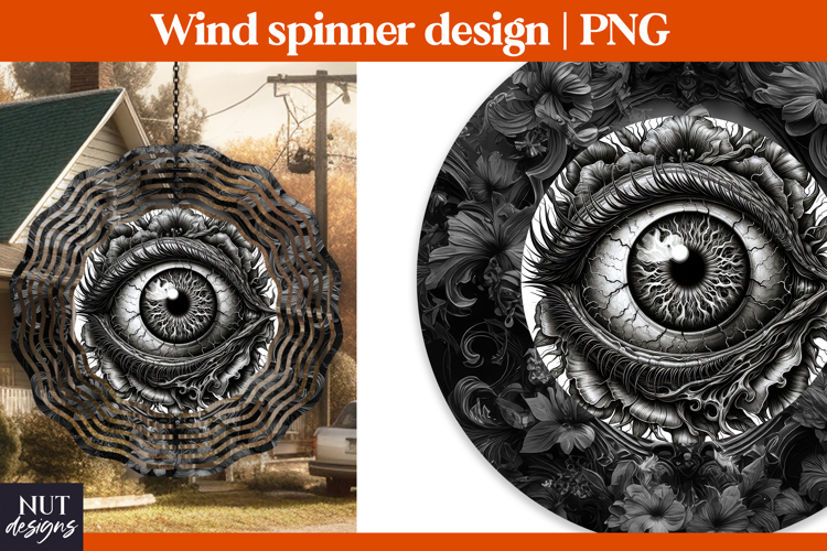 Gothic Floral Eye Wind Spinner PNG, Halloween wind spinner