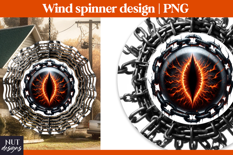 Fiery Dragon Eye Wind Spinner PNG, Halloween wind spinner