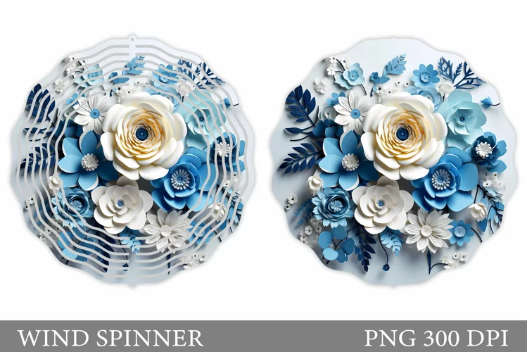 3D Flowers Wind Spinner. Floral Wind Spinner Sublimation