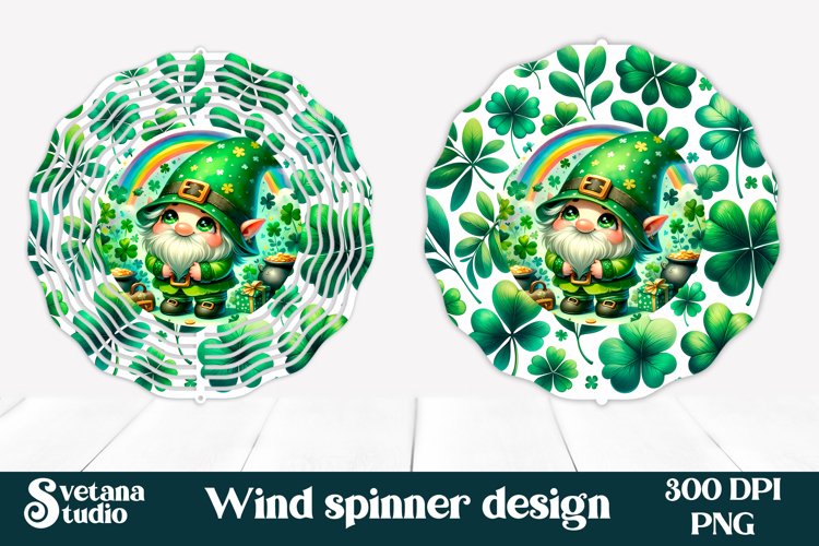 St patricks day gnome wind spinner sublimation PNG design example image 1