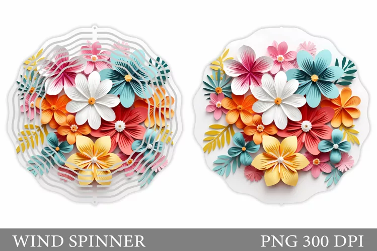 3D Flowers Wind Spinner. 3D Floral Wind Spinner Design