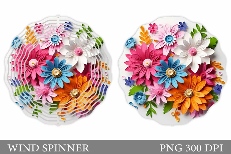 3D Flowers Wind Spinner. Flowers Wind Spinner Design