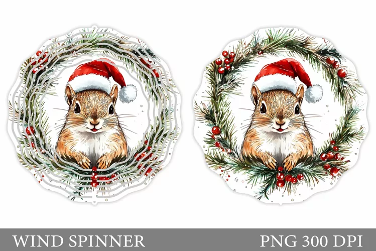 Christmas Squirrel Wind Spinner. Christmas Wind Spinner