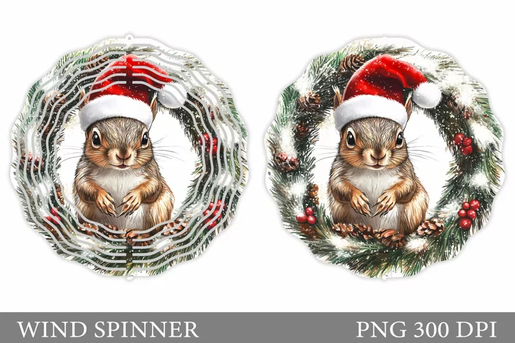 Christmas Squirrel Wind Spinner. Christmas Wind Spinner