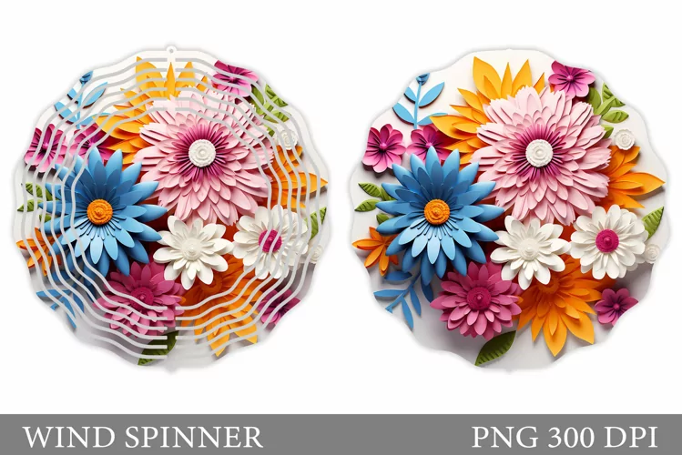 3D Flowers Wind Spinner Design. Summer Wind Spinner