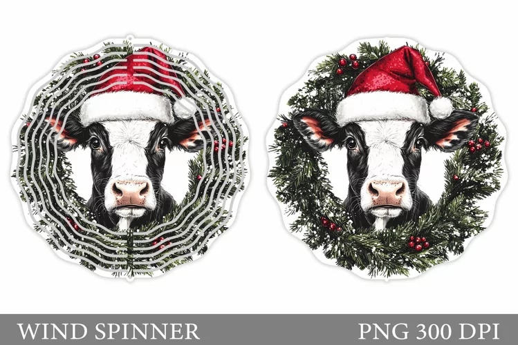 Christmas Cow Wind Spinner. Christmas Wind Spinner Design