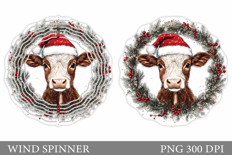 Christmas Cow Wind Spinner. Christmas Wind Spinner Design