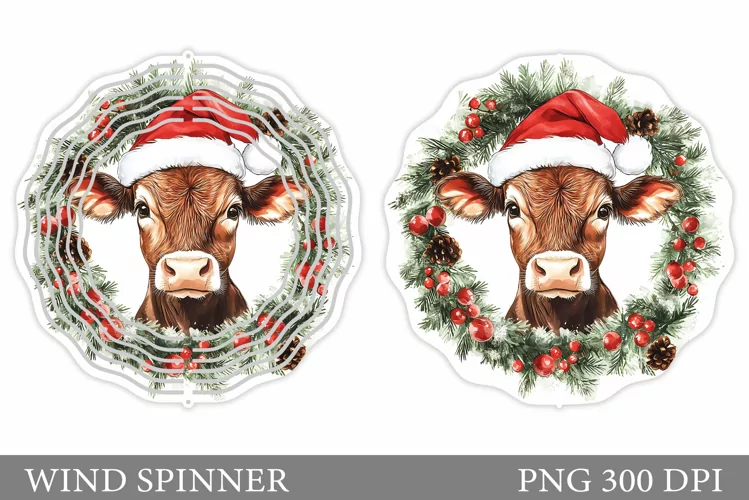 Christmas Cow Wind Spinner. Christmas Wind Spinner Design