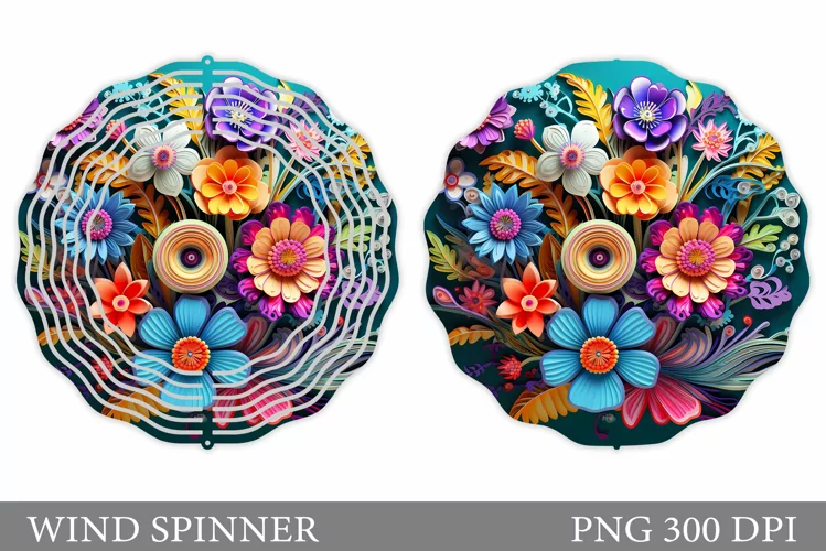 3D Flowers Wind Spinner. 3D Floral Wind Spinner Design