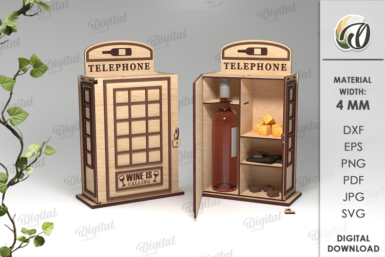 Wine And Treats Box Laser Cut. 3D Favor Box SVG
