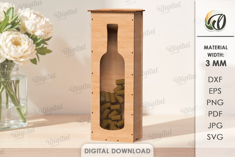 Wine Cork Box Laser Cut. Wine Cork Holder. Storage Box SVG