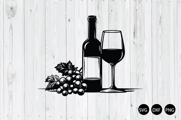 Wine Bottle and Glass SVG, Wine SVG, Drinking SVG