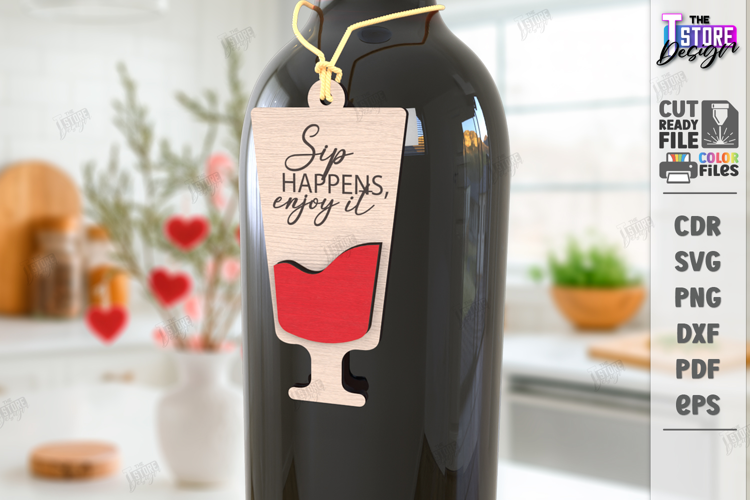 Wine Bottle Tag Laser Cut |Hanging Card Tag| Fun Quotes SVG
