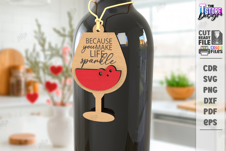 Wine Bottle Tag Laser Cut |Hanging Card Tag| Fun Quotes SVG