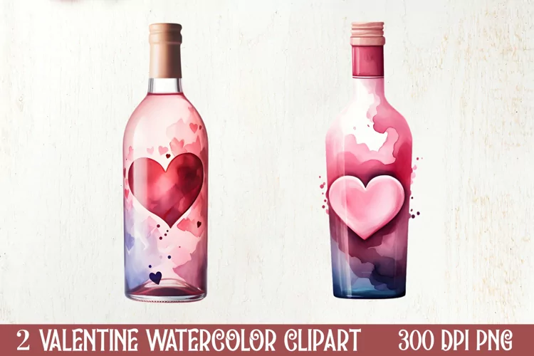 Wine Bottle Valentine Clipart, Christmas Clipart