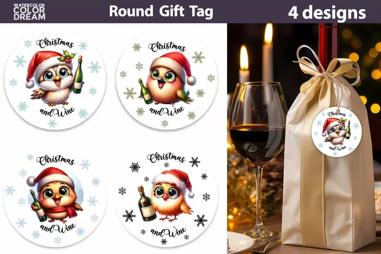 Christmas Gift Tags | Christmas Wine Gift Tag