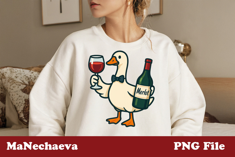 Funny Wine Goose Sublimation | Trendy Duck Design